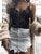 Satin Lace Splice Camis Tops - Black