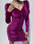 Scrolling Neck Elegant Mini Dress - Purple
