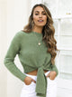 Gift Me Knitted Pullover Sweater - Green/White