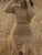 Knitted High Waist Short Dress - Beige