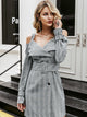 Shhh V-neck Plaid Sash Belt Dress - Multicolored