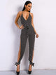 Halter Leg Slit Backless Dot Jumpsuit