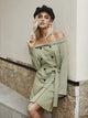 Straight Long Off Shoulder Dress - Green