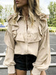 Vintage Ruffled Blouse Shirt - Khaki