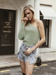 Ribbed Sexy One Shoulder Sweaters - Green