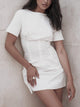 Elegant A-line High Waist Dress -  White