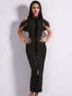 White Beads Rivet Mid-Calf Cocktail Dress