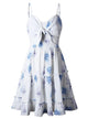 Rose Print Tie-Front Mini Sling Dress