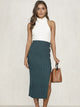 Hey You Side Split Skirt - Green/Khaki