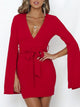 Bodycon Slit Sleeve Dresses - Red