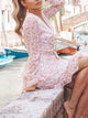 Sweet Pink Floral Print Short Chiffon Dress