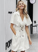Joy Solid Ruffled Dress - White