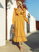 Going Out V Neck Dress - Yellow