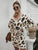 Long Sleeve V-Neck Bodycon Dress - Beige/Grey