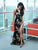 Halter Sequin Flower Black Dress MISS ORD 