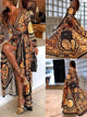 Long Sleeve Print Beach Maxi Party Dress