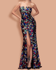 Strapless Multicolor Sequins High Split Party Dress