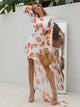 Summer Floral Print Backless High Low Dress
