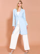 Fashion Sky Blue Long Sleeve Tuxedo Dress