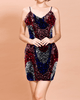 V-Neck Off Shoulder Multicolor Sequin Party Dress