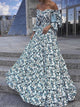Sexy Off Shoulder Maxi Party Dress - Blue