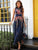 I'm A Flower Sleeveless long Dress - Navy Blue