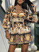 Print On Me High Waist Dress - Gold