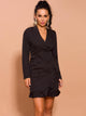 Ruffled Black Short Tuxedo Dress