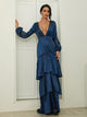 Royal Blue Satin Ruffles Long Prom Dress
