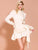 Scarf Neck Ruffle Hem Long Sleeve Apricot Short Dress