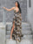 Maxi Print Dress Deep V Off Shoulder Backless Two Split Bikini & Beach Dress MISS ORD 