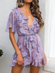 Dream Purple Ruffle Chiffon Short Dress