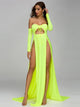 Sexy Two Side Slit Yellow Cocktail Dress