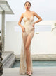 Sexy Gold Glitter Perspective Dress