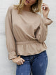 Solid Color Peplum Shirt - Multicolor