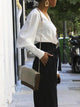 V Neck Blouse Shirt - White