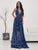 Long Blue Leopard Backless Print Halter Dresses Bikini & Beach Dress MISS ORD 