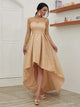 Gold Glitter Evening Elegant High Low Dress
