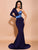 Single Sleeve Patchwork Blue Dress MISS ORD 