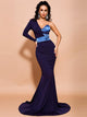 Single Sleeve Patchwork Blue Night Out Dress