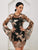 O Neck Long Sleeve See Through Print Elegant Lace Dress Women Dresses MISS ORD 