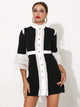 High Neck Flare Sleeve Short Doll Dress