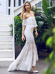 Elegant Off The Shoulder White Lace Fishtail Wedding Dress