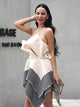 Strapless Asymmertrical Patchwork Draped Dress