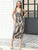 V Neck Geometric Pattern Dresses with Back Slit Women Dresses MISS ORD 