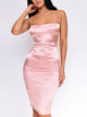 Lace-Up Back Tight Short Satin Dress