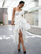 One Shoulder Ruffled Lace Dress