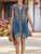 Bohemian Embroidery Blue V Neck Short Dress MISS ORD 