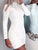 High Neck Long Sleeve Short Bodycon White Dresses Women Dresses MISS ORD 