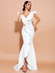 White Ruffled Fishtail Dress by Simply